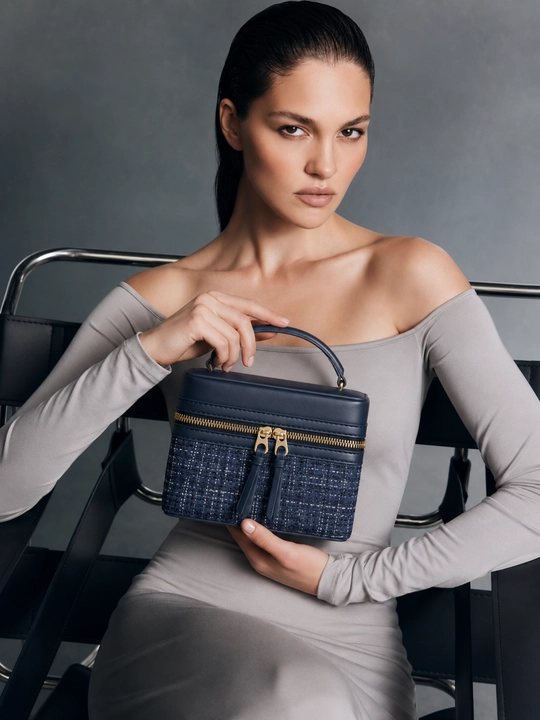 Chanel uslubidagi ayollar sumkasi, kosmetika va aksessuarlar uchun mini-sumka - 