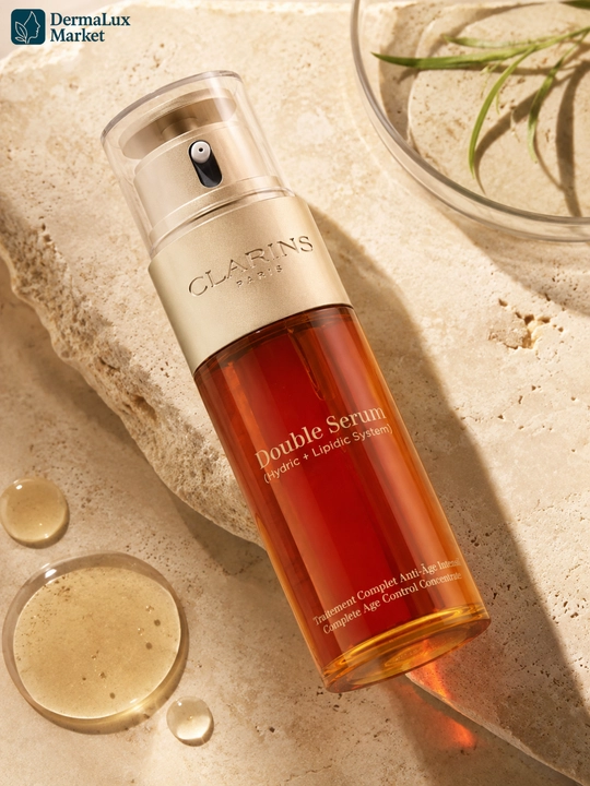 Ikki fazali intensiv yoshartiruvchi zardob, teri parvarishi Clarins Double Serum, 50 ml