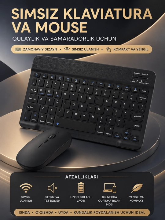Беспроводной комплект клавиатуры и мыши 2.4GHz USB Wireless Keyboard & Mouse Combo - 