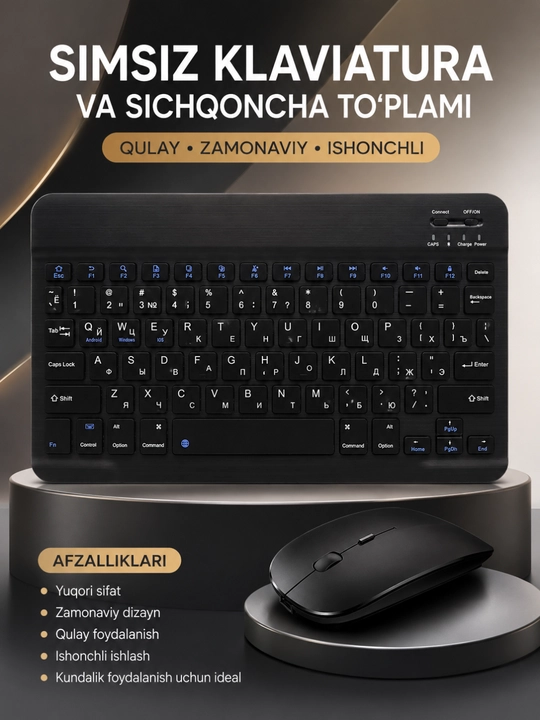Simsiz Klaviatura va Sichqoncha To‘plami, 2.4GHz USB Wireless Keyboard & Mouse Combo - 