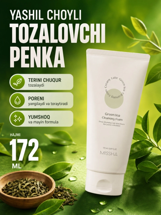 Yuz uchun ko'pik, Missha, Cacao, Strawberry, Green tea, 172 ml