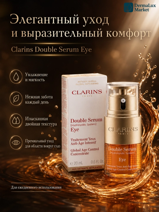Ko‘z atrofi uchun intensiv yoshartiruvchi zardob, Clarins Double Serum Eye, 20 ml