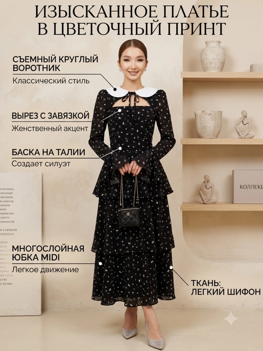 Летнее платье женское повседневное длинное, легкое платье из ткани прадо - 