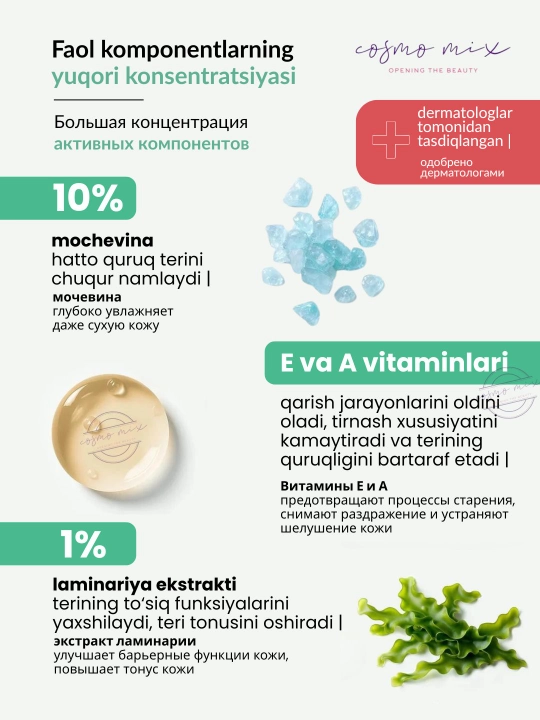 Крем для тела увлажняющий с мочевиной MIXIT LAB для сухой кожи, 460 мл