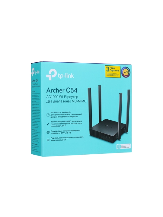 Wi-Fi router TP-Link Archer C54, Wi-Fi 5, AC1200, 2.4/5 GGs, 4 ta antenna