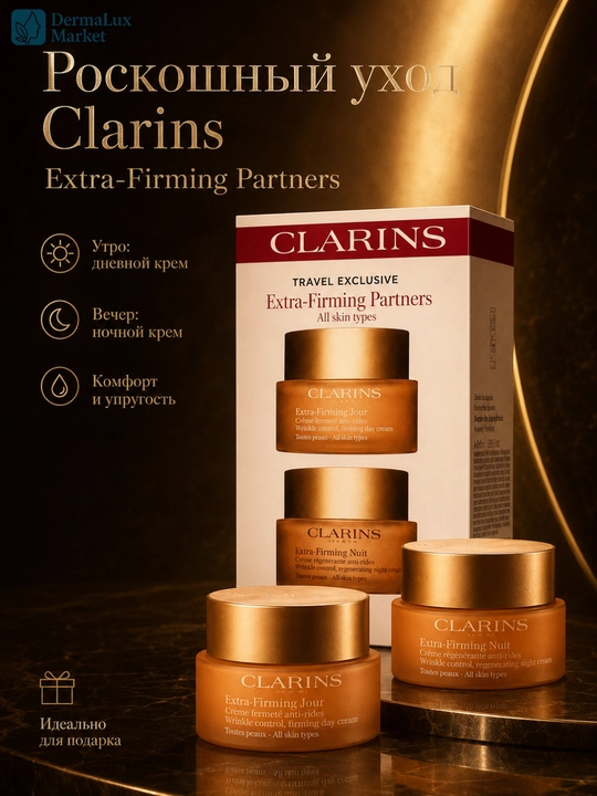 Набор дневной и ночной крем для лица, Clarins Extra-Firming Partners, 2×50 мл