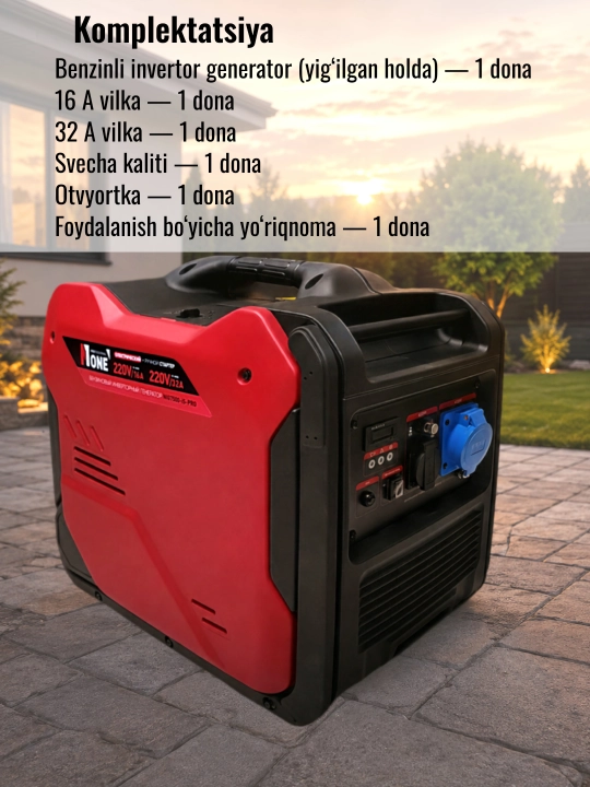Benzinli invertor generator NUMBER ONE NIG7500-iS-PRO, maksimal quvvati 5.5 kVt