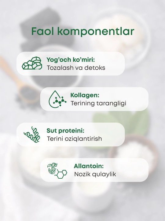 Yog‘li teri uchun OLLEE yuz yuvish ko‘pigi 150 ml, ko‘mir va kollagen bilan tozalovchi