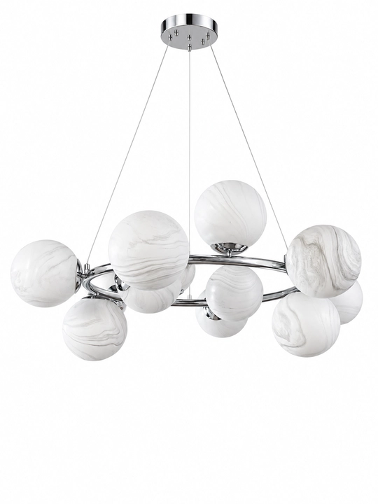 Osma lyustra Sharlar E27, 12/15/20 lampa, 40 m² gacha yoritish, balandligi sozlanadi