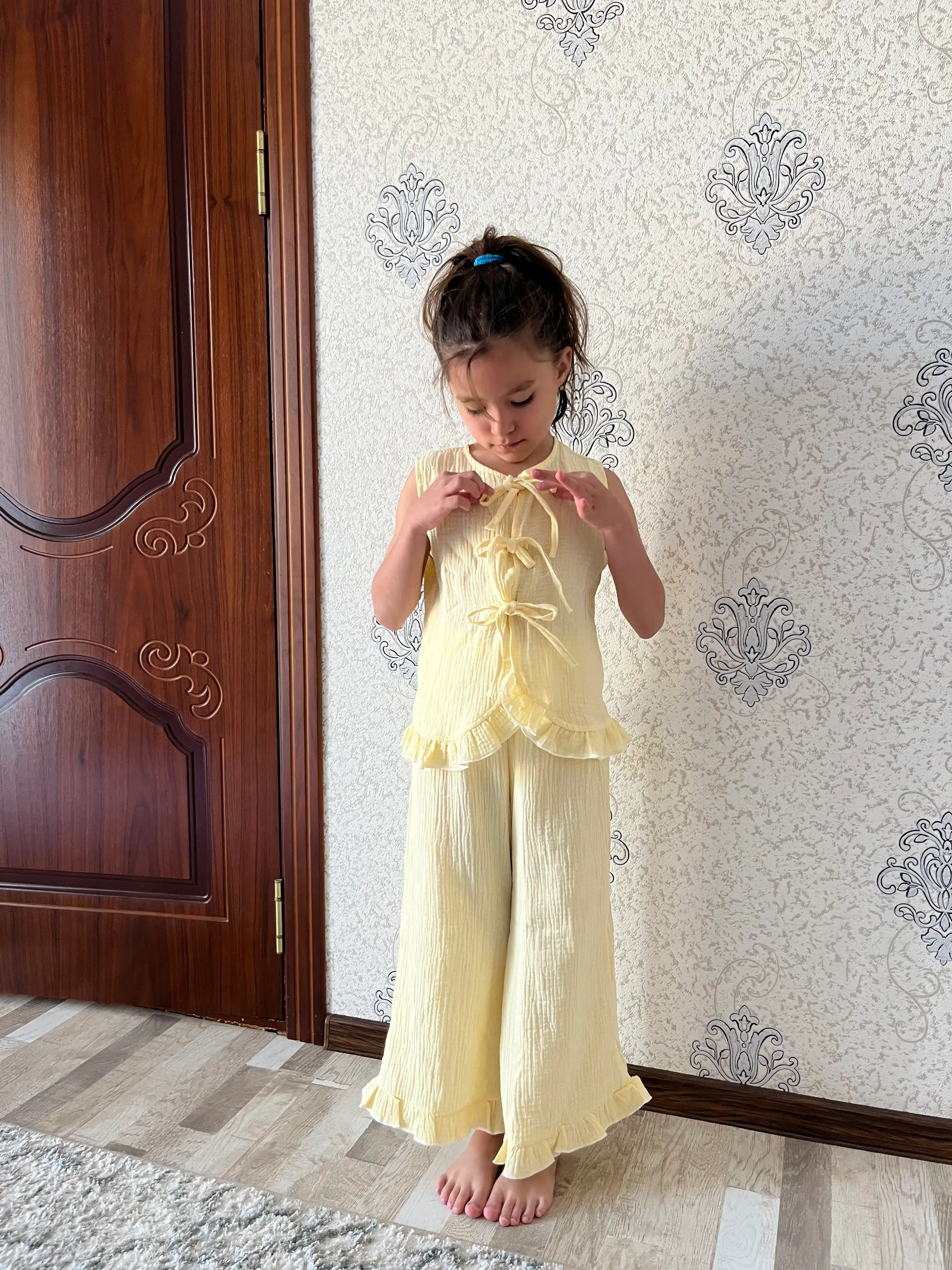 Костюм для девочки из муслина 1-7 лет