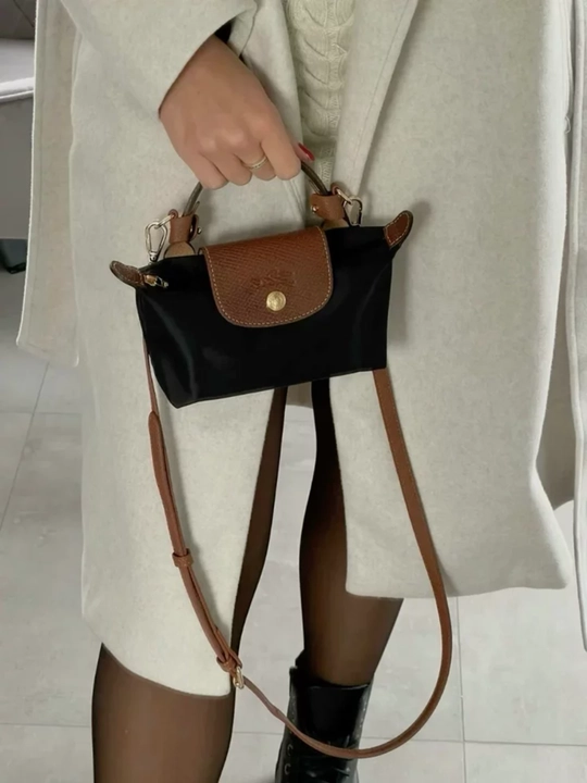 Ayollar uchun mini bag sumka, qora-jigarrang yelkama sumka, 20×12×6 sm