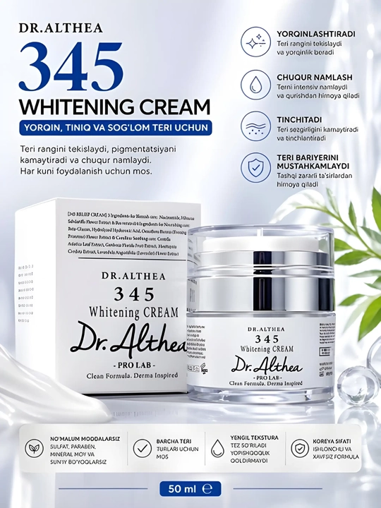 Dr. Althea 345 Relief Cream tinchlantiruvchi yuz kremi, quruq va muammoli teri uchun 50 ml