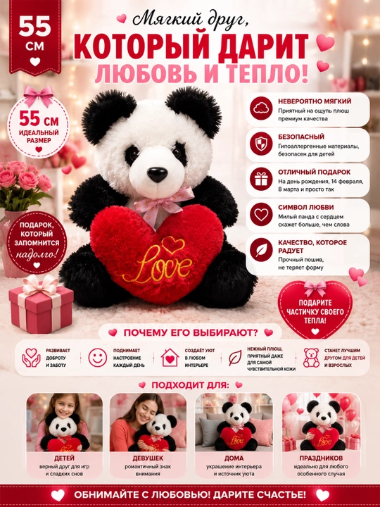 Мягкая игрушка Love Bear - 45, 55 см