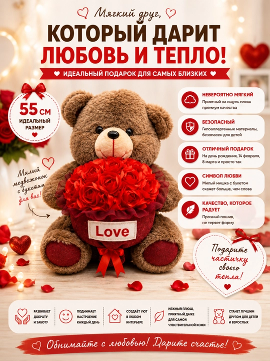 Love Bear Teddy мягкая игрушка, плюшевый медведь, подарок, 45, 55 см