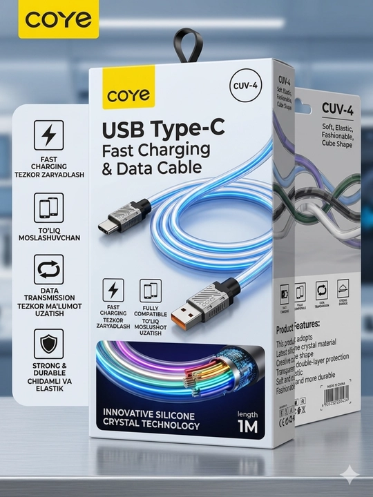 Type-C kabel Coye CUV-4, taypsi zaryadchik, usb type c, iphone zaryadnik,iphone kabel