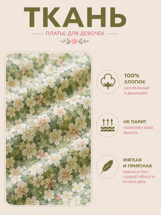Летнее платье для девочек, 3-5 лет, детская одежда, 100% хлопок