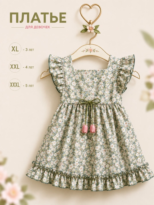 Летнее платье для девочек, 3-5 лет, детская одежда, 100% хлопок