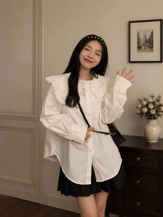 Женская рубашка в корейском стиле, женская рубашка, офисная рубашка с длинным рукавом - 