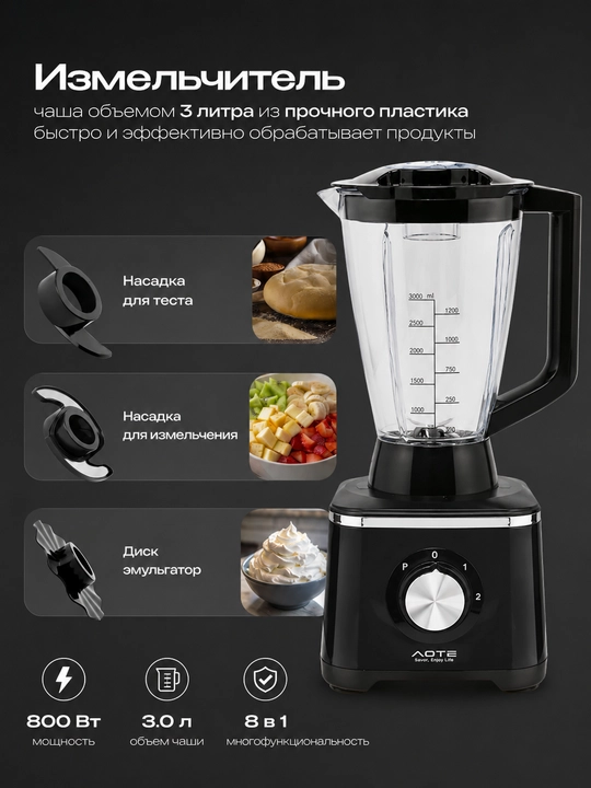 AOTE 4 in 1 Blender To‘plami – Ko‘p Funksiyali Oshxona Blenderi va Maydalagich Xitoy