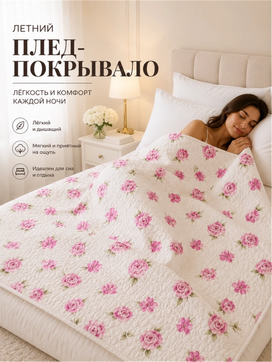 Плед-покрывало 220x220, 150x220 – лёгкий летний вариант