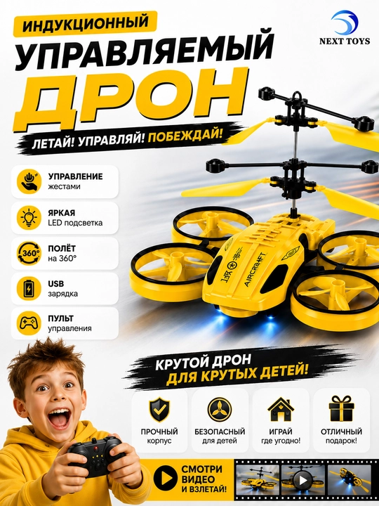 Sensorli boshqaruvli uchuvchi o'yinchoq vertolyot, dron, USB zaryad, bolalar uchun