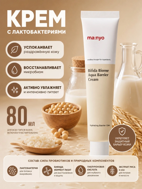 Успокаивающий крем-гель для лица, Manyo, Bifida Biome, 80 мл - 