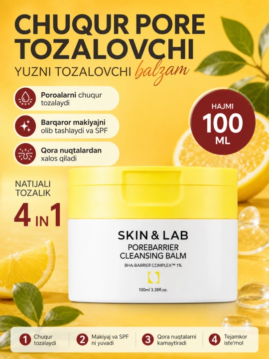 Teshiklarni tozalash va bo'yanishni olib tashlash uchun gidrofil balzam, Skin&Lab, 100 ml