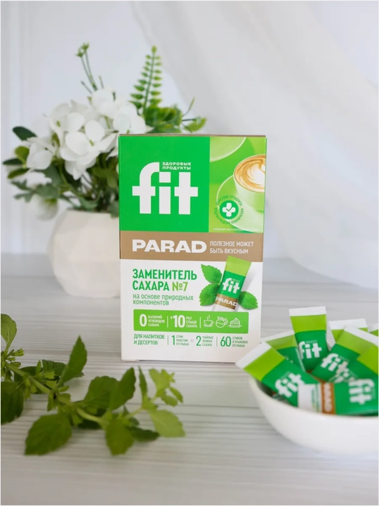 Fit Parade No7 натуральный заменитель сахара, в 10 раз слаще сахара, 60 стиков
