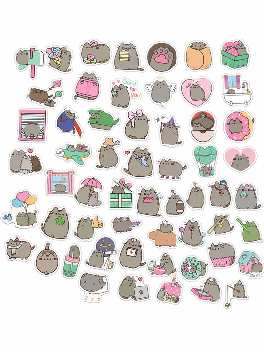 Стикеры Pusheen — милые котики, 60 шт