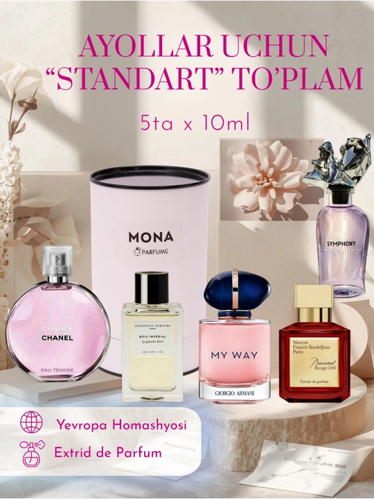 Atirlar to'plami - parfyum to'plam 5 tasi 1 da, 5 x 10 ml, erkaklar va ayollar uchun - 