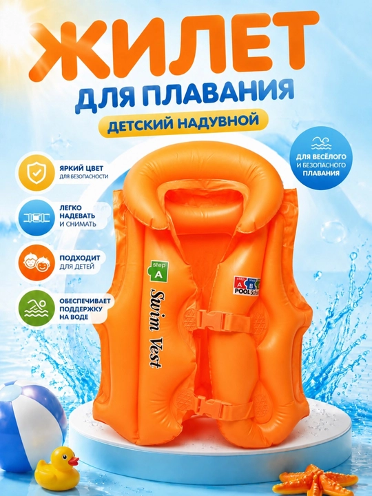 Детский надувной спасательный жилет для плавания, водный жилет для детей - 