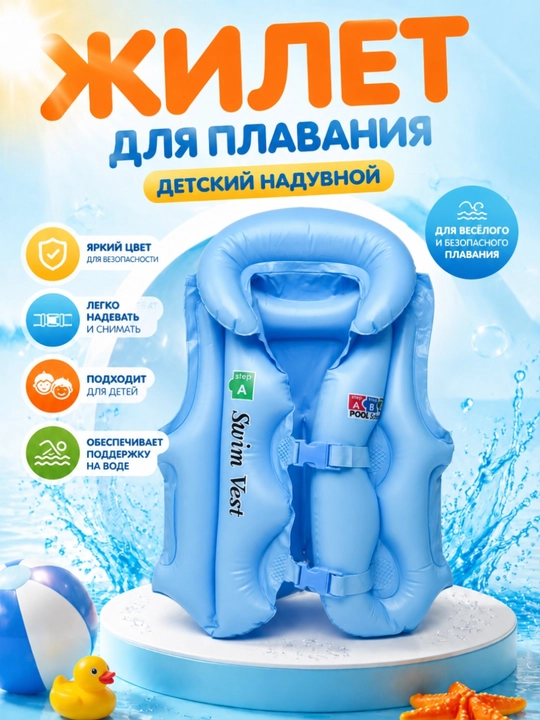 Детский надувной спасательный жилет для плавания, водный жилет для детей - 