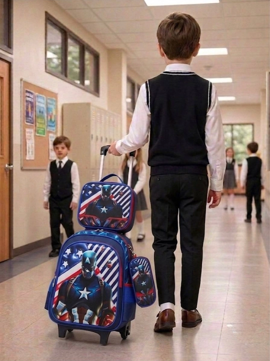 Bolalar maktab ryukzagi, g‘ildirakli, 3 tasi 1 da to‘plam