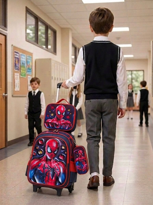 Bolalar maktab ryukzagi, g‘ildirakli, 3 tasi 1 da to‘plam