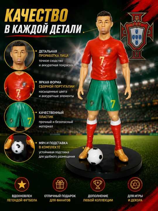 Katta futbol yulduzlari figurkalari — Messi, Mbappe, Ronaldo, Lamine Yamal, Vinisius