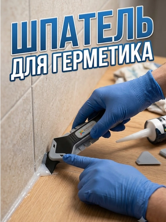 Шпатель угловой для герметика и силикона (с комплектом сменных насадок)