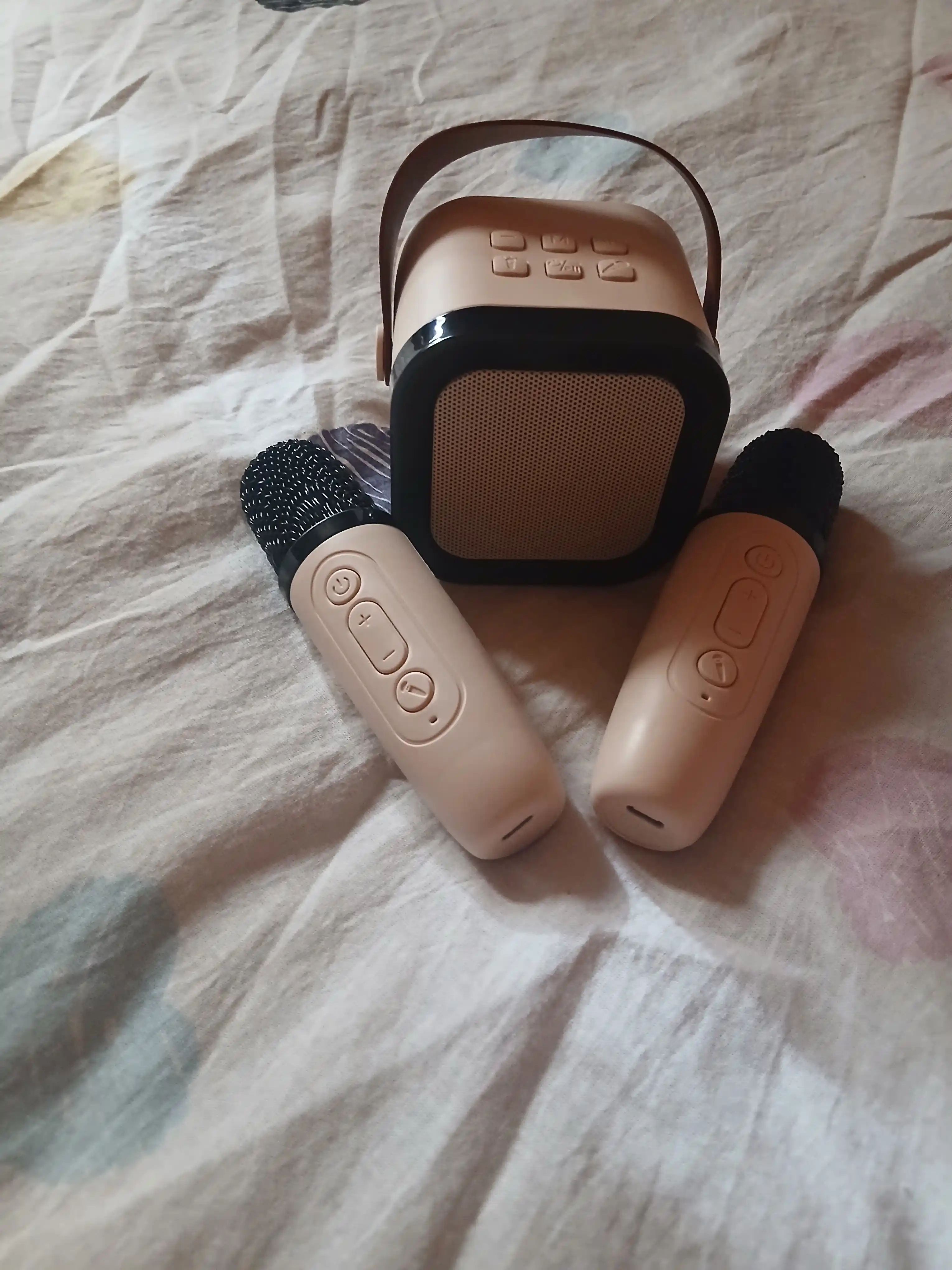 Karaoke uchun 2 ta mikrofonli portativ Bluetooth kolonka