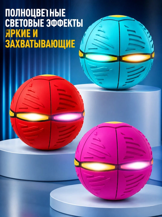 Летающий мяч трансформер Фрисби с LED подсветкой