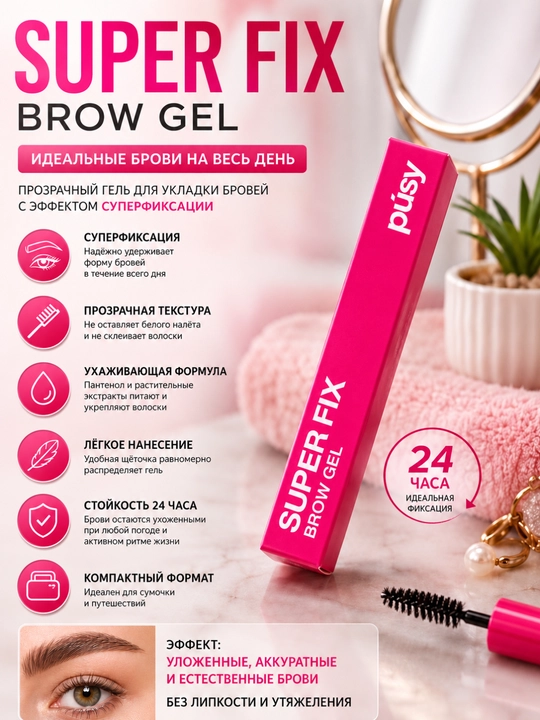 Прозрачный гель для фиксации бровей Púsy Super Fix Brow Gel - 