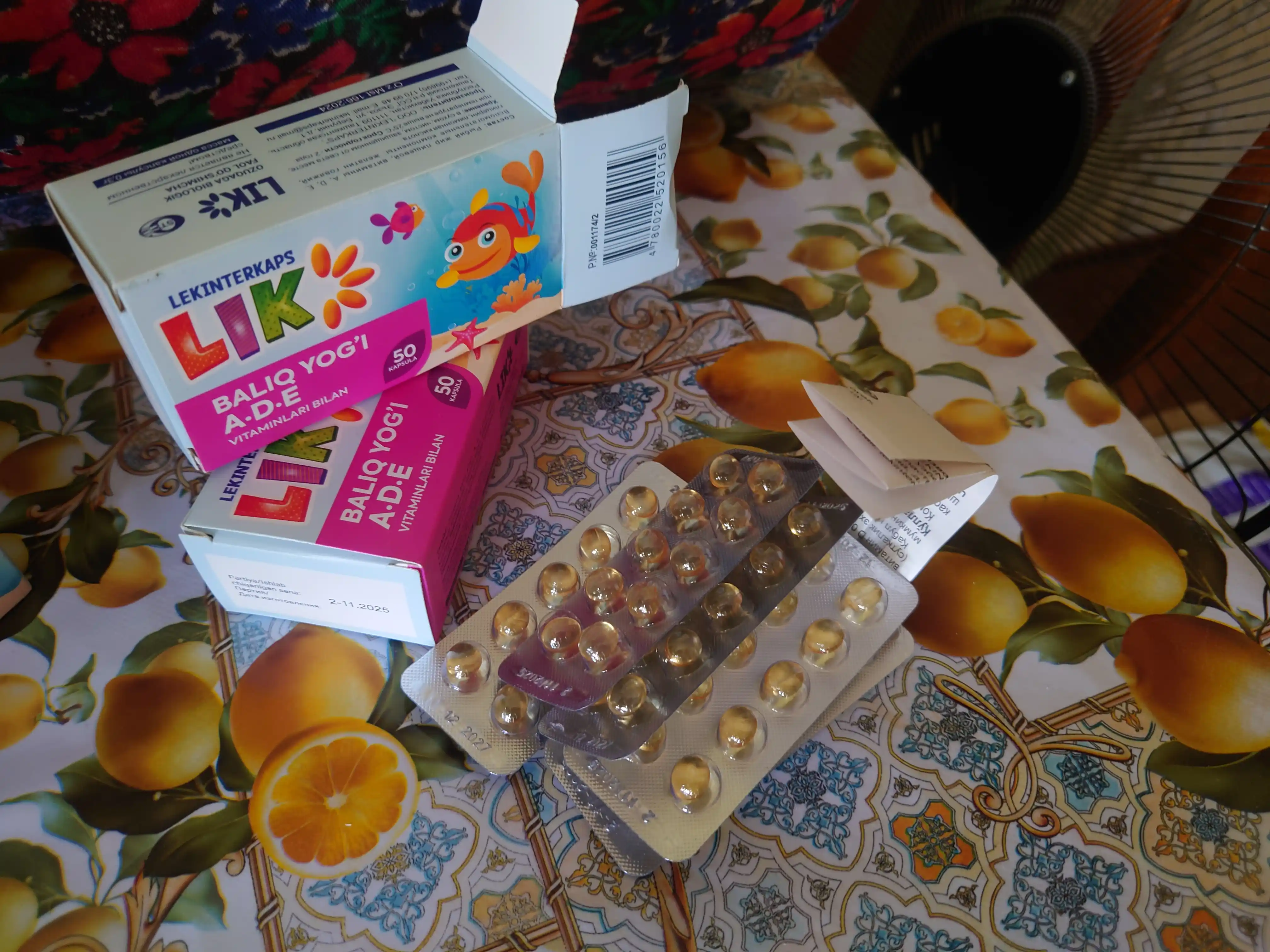 Baliq yog'i "LIK" vitamin A.D.E bilan, 300 mg, 50 kapsula