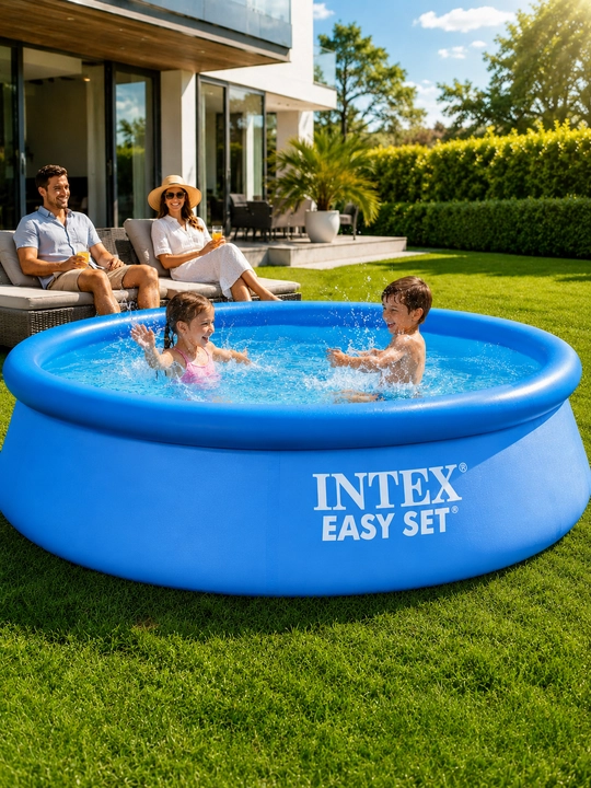 INTEX Easy Set dumaloq shishiriladigan basseyn  sovg‘a dala hovli oilaviy basseyn