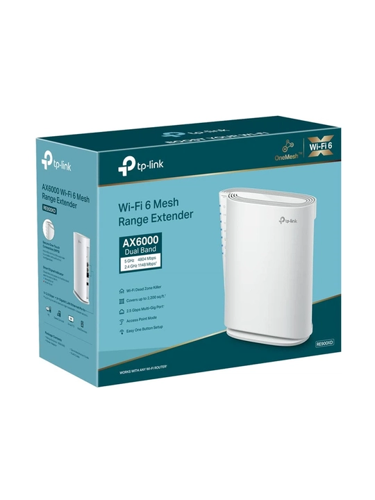 Signal kuchaytirgich RE900XD, Wi-Fi 6, TP-Link AX6000, Ikki diapazonli, Mesh repiteri