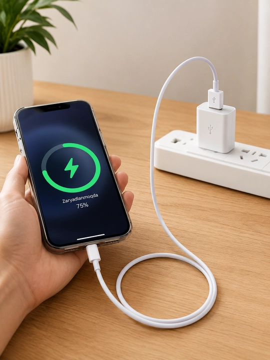 USB – Lightning kabel, iPhone uchun, tez zaryadlash va ma’lumot uzatish