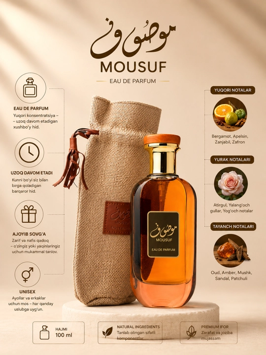 Mousuf Ard Al Zaafaran parfyumeriya suvi, unisex, 100 ml - 