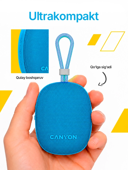 Portativ simsiz bluetooth kolonkasi Canyon OnMove 12, TWS va IPX7 suvdan himoyali