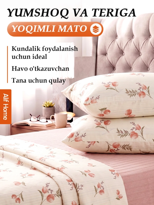 Choyshablar to'plami 3 tasi 1 da, ko'rpa va yostiq jildlari, prostiniya bilan