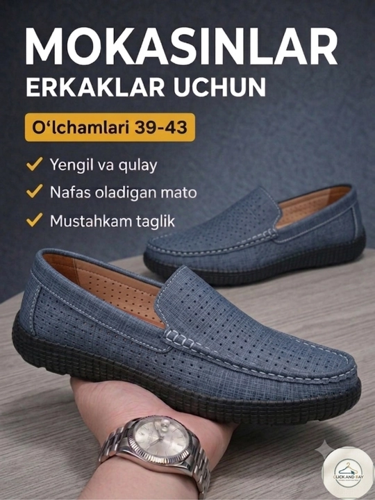 Erkaklar uchun yengil va qulay mokasinlar