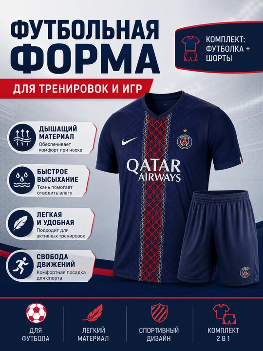 Turli jamoalar uslubidagi futbol formasi, o‘yin va mashg‘ulot uchun komplekt - 