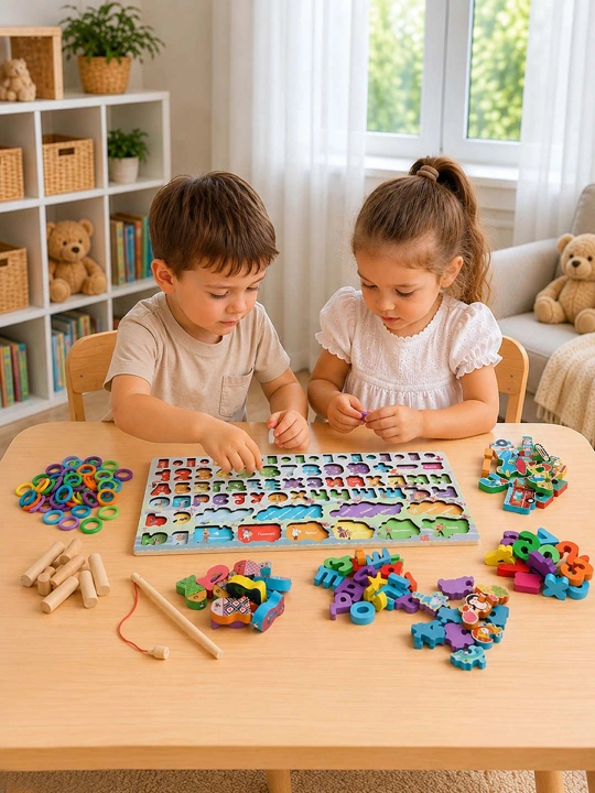 Rivojlantiruvchi doska Montessori Sorter, rus alifbosi, raqamlar, ranglar, magnitli