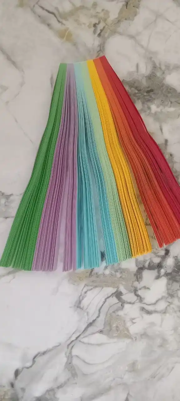 Rangli chiziqli kvilling qog'ozlari, 3D yulduzcha, origami